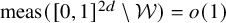 meas left parenthesis left bracket 0 comma 1 right bracket Superscript 2 d Baseline minus script upper W right parenthesis equals o left parenthesis 1 right parenthesis