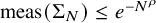 meas left parenthesis normal upper Sigma Subscript upper N Baseline right parenthesis less than or equals e Superscript minus upper N Super Superscript rho