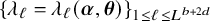 left brace lamda Subscript script l Baseline equals lamda Subscript script l Baseline left parenthesis bold italic alpha comma bold italic theta right parenthesis right brace Subscript 1 less than or equals script l less than or equals upper L Sub Superscript b plus 2 d