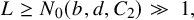 upper L greater than or equals upper N 0 left parenthesis b comma d comma upper C 2 right parenthesis much greater than 1 comma