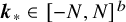 bold italic k Subscript asterisk Baseline element of left bracket negative upper N comma upper N right bracket Superscript b