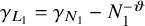 gamma Subscript upper L 1 Baseline equals gamma Subscript upper N 1 Baseline minus upper N 1 Superscript negative theta