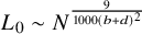 upper L 0 tilde upper N Superscript StartFraction 9 Over 1000 left parenthesis b plus d right parenthesis squared EndFraction