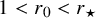 1 less than r 0 less than r Subscript star