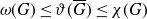 omega left parenthesis upper G right parenthesis less than or equals theta left parenthesis upper G overbar right parenthesis less than or equals chi left parenthesis upper G right parenthesis