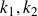 k 1 comma k 2