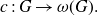 c colon upper G right arrow omega left parenthesis upper G right parenthesis period