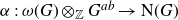 alpha colon omega left parenthesis upper G right parenthesis circled times Subscript double struck upper Z Baseline upper G Superscript a b Baseline right arrow normal upper N left parenthesis upper G right parenthesis