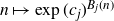 n right arrow from bar exp left parenthesis c Subscript j Baseline right parenthesis Superscript upper B Super Subscript j Superscript left parenthesis n right parenthesis