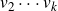 v 2 midline horizontal ellipsis v Subscript k Baseline