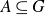 upper A subset of or equal to upper G