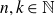 n comma k element of double struck upper N