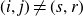 left parenthesis i comma j right parenthesis not equals left parenthesis s comma r right parenthesis