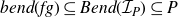 b e n d left parenthesis f g right parenthesis subset of or equal to upper B e n d left parenthesis script upper I Subscript upper P Baseline right parenthesis subset of or equal to upper P