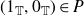 left parenthesis 1 Subscript double struck upper T Baseline comma 0 Subscript double struck upper T Baseline right parenthesis element of upper P