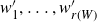 w prime 1 comma ellipsis comma w prime Subscript r left parenthesis upper W right parenthesis