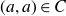 left parenthesis a comma a right parenthesis element of upper C