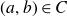left parenthesis a comma b right parenthesis element of upper C