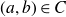 left parenthesis a comma b right parenthesis element of upper C