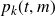 p Subscript k Baseline left parenthesis t comma m right parenthesis