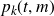 p Subscript k Baseline left parenthesis t comma m right parenthesis