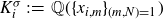 upper K Subscript i Superscript sigma Baseline colon equals double struck upper Q left parenthesis left brace x Subscript i comma m Baseline right brace Subscript left parenthesis m comma upper N right parenthesis equals 1 Baseline right parenthesis