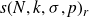 s left parenthesis upper N comma k comma sigma comma p right parenthesis Subscript r