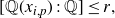 left bracket double struck upper Q left parenthesis x Subscript i comma p Baseline right parenthesis colon double struck upper Q right bracket less than or equals r comma