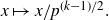 x right arrow from bar x divided by p Superscript left parenthesis k minus 1 right parenthesis divided by 2 Baseline period