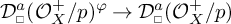 D super a sub square open parenthesis O sub X plus all over p close parenthesis superscript phi approaches D super a sub square open parenthesis O sub X plus all over p close parenthesis.