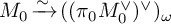 upper M 0 backslash xrightarrow tilde left parenthesis left parenthesis pi 0 upper M 0 Superscript or Baseline right parenthesis Superscript or Baseline right parenthesis Subscript omega