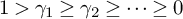1 greater than gamma 1 greater than or equals gamma 2 greater than or equals midline horizontal ellipsis greater than or equals 0