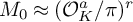 upper M 0 almost equals left parenthesis script upper O Subscript upper K Superscript a Baseline divided by pi right parenthesis Superscript r