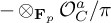 minus circled times Subscript bold upper F Sub Subscript p Baseline script upper O Subscript upper C Superscript a divided by pi
