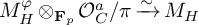 upper M Subscript upper H Superscript phi Baseline circled times Subscript bold upper F Sub Subscript p Baseline script upper O Subscript upper C Superscript a Baseline divided by pi backslash xrightarrow tilde upper M Subscript upper H