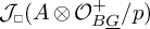 J sub square open parenthesis A tensor product O super plus sub B G with bar all over p close parenthesis