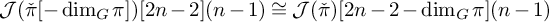 script upper J left parenthesis ̌ pi minus backslash dimension Subscript upper G Baseline pi right parenthesis 2 n minus 2 left parenthesis n minus 1 right parenthesis approximately equals script upper J left parenthesis ̌ pi right parenthesis 2 n minus 2 minus backslash dimension Subscript upper G Baseline pi left parenthesis n minus 1 right parenthesis
