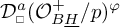 D with sub square and super a of open parenthesis O with super plus and sub B H all over p close parenthesis to the phi power.