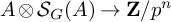 upper A circled times upper S Subscript upper G Baseline left parenthesis upper A right parenthesis right arrow bold upper Z divided by p Superscript n