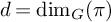 d equals backslash dimension Subscript upper G Baseline left parenthesis pi right parenthesis