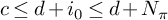 c less than or equals d plus i 0 less than or equals d plus upper N Subscript pi