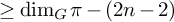 greater than or equals backslash dimension Subscript upper G Baseline pi minus left parenthesis 2 n minus 2 right parenthesis