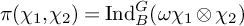 pi left parenthesis chi 1 comma chi 2 right parenthesis equals upper I n d Subscript upper B Superscript upper G Baseline left parenthesis omega chi 1 circled times chi 2 right parenthesis