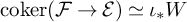 c o k e r left parenthesis script upper F right arrow script upper E right parenthesis asymptotically equals iota Subscript asterisk Baseline upper W