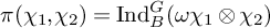 pi left parenthesis chi 1 comma chi 2 right parenthesis equals upper I n d Subscript upper B Superscript upper G Baseline left parenthesis omega chi 1 circled times chi 2 right parenthesis