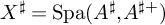 upper X Superscript ♯ Baseline equals backslash operatorname upper S p a left parenthesis upper A Superscript ♯ Baseline comma upper A Superscript ♯ plus Baseline right parenthesis