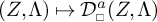 Open parenthesis Z comma capital Lambda close parenthesis maps to calligraphic D superscript a sub square of open parenthesis Z comma capital Lambda close parenthesis.