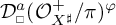 D sub square super a open parenthesis O super plus sub X sharp all over pi close parenthesis super phi