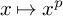x right arrow from bar x Superscript p
