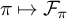 pi right arrow from bar upper F Subscript pi
